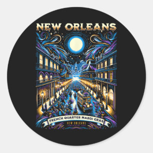 Mardi Gras Nola New Orleans Bourbon Carnival New O Classic Round Sticker