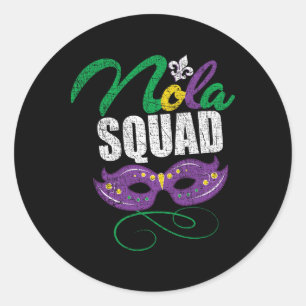 Mardi Gras Nola Squad Distressed New Orleans Beads Classic Round Sticker