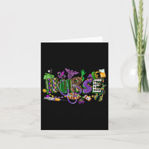 Mardi Gras Nurse Carnival Parade Icu Rn Nursing Sc Card
