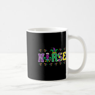 Mardi Gras Nurse Jester Scrub Top Carnival Rn Icu Coffee Mug