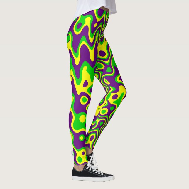 [Mardi Gras Op-Art] Purple Green Yellow Leggings (Right)