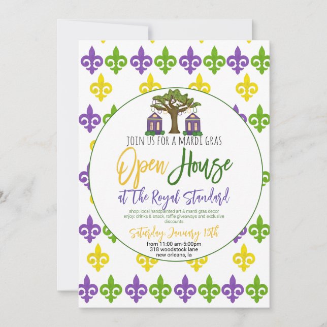 Mardi Gras Open House Invitation (Front)