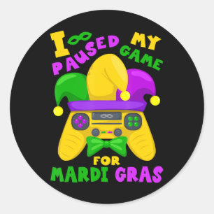 Mardi Gras Outfit For Men Kids and Gamer Video Gam Classic Round Sticker