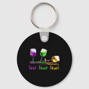 Mardi Gras Outfit For Women Men Wine Party Drink D Key Ring