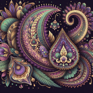 Mardi Gras paisley Fleur-de-lis  Cushion