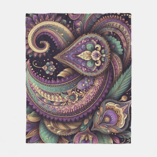 Mardi Gras paisley Fleur-de-lis  Fleece Blanket
