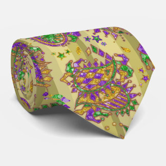 Mardi Gras Paisley Gold Toned Background Tie