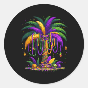Mardi Gras Palm Tree Hawaiian Tropical Party Men W Classic Round Sticker