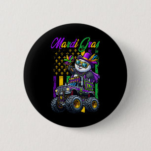 Mardi Gras Panda Sungles On Monster Truck Beads Ma 6 Cm Round Badge