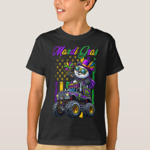 Mardi Gras Panda Sungles On Monster Truck Beads Ma T-Shirt