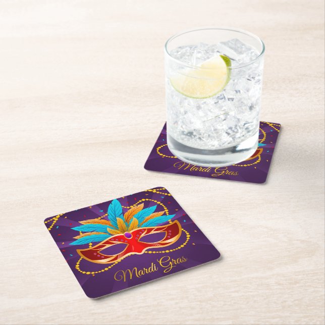 Mardi Gras Paper Coaster (Insitu)