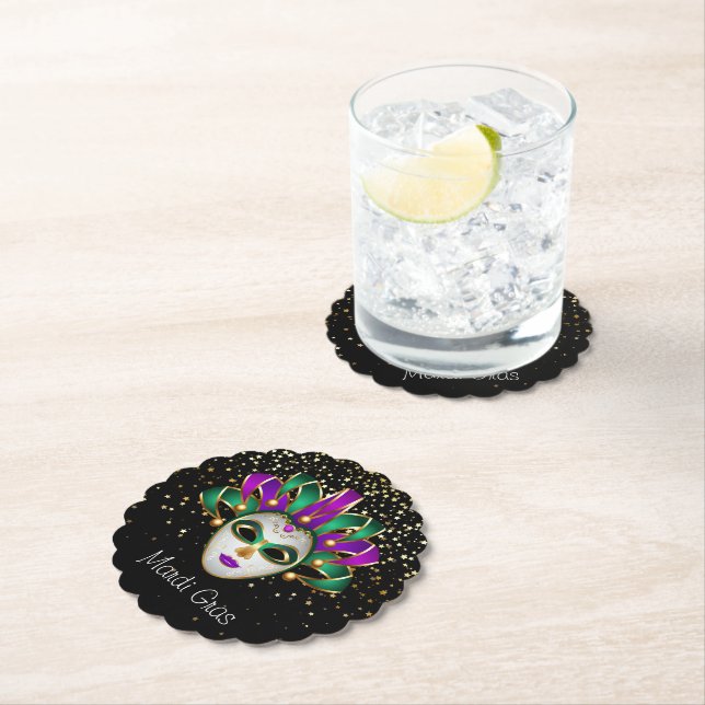 Mardi Gras Paper Coasters (Insitu)