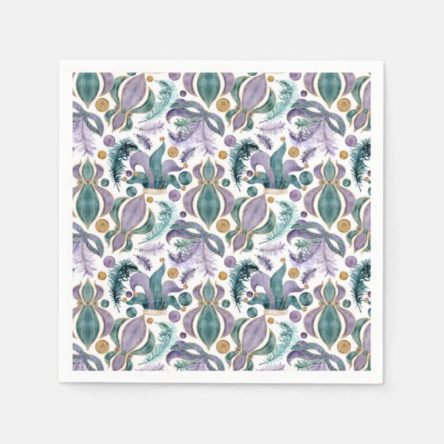 Mardi Gras Paper Napkins, Masquerade Party Napkin (Front)