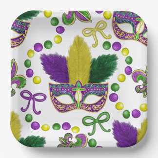 Mardi Gras Paper plate- Mardi Gras Mask Paper Plate
