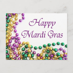 Mardi Gras Parade Beads Postcard