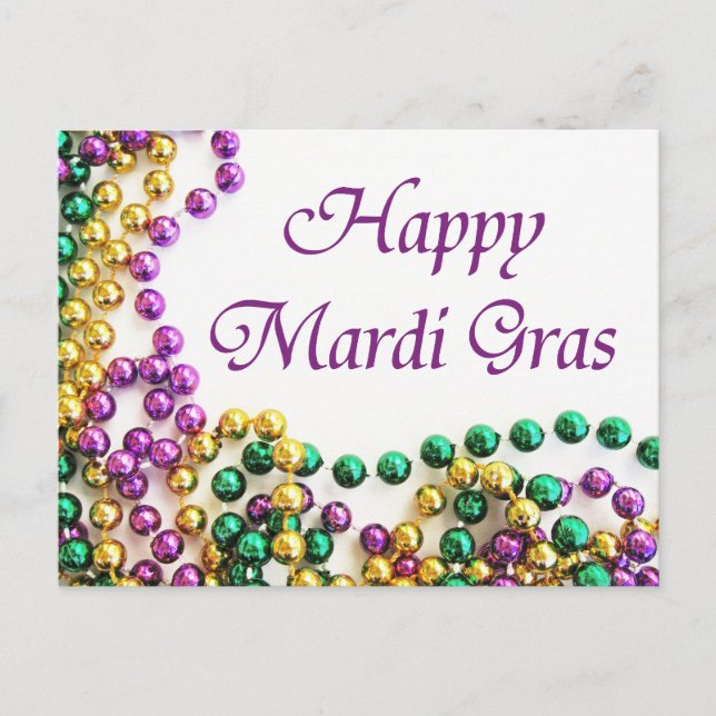 Mardi Gras Parade Beads Postcard (Front)