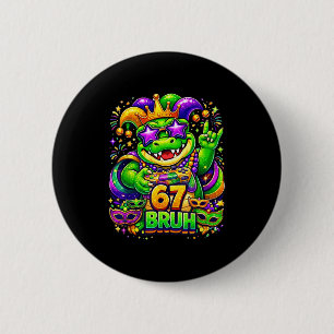 Mardi gras party alligator mardigator 67 bruh game 6 cm round badge