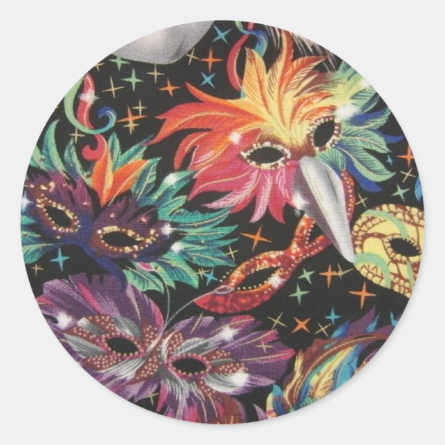 Mardi Gras Party Classic Round Sticker (Front)