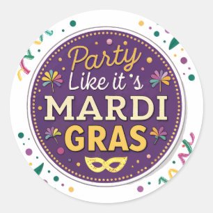 Mardi Gras Party Classic Round Sticker