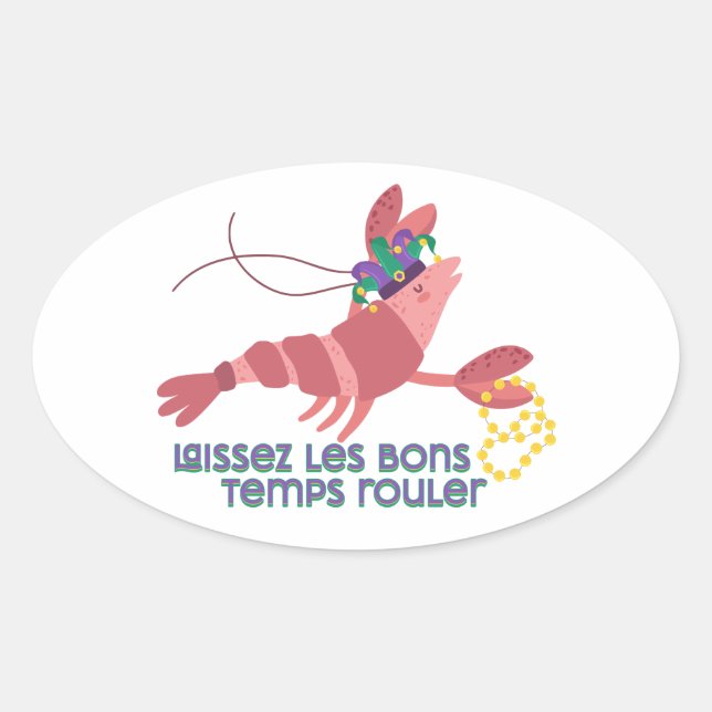 Mardi Gras Party Crawdad  Oval Sticker (Front)