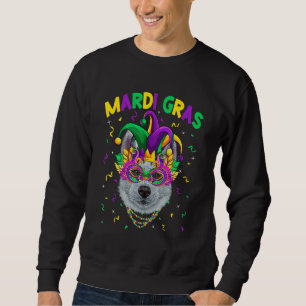 Mardi Gras Party Cute Siberian Husky Dog Lover Jes Sweatshirt