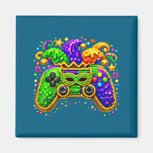 Mardi Gras Party Golden Beads Design Magnet
