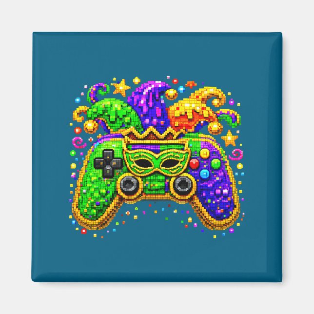 Mardi Gras Party Golden Beads Design Magnet (Front)