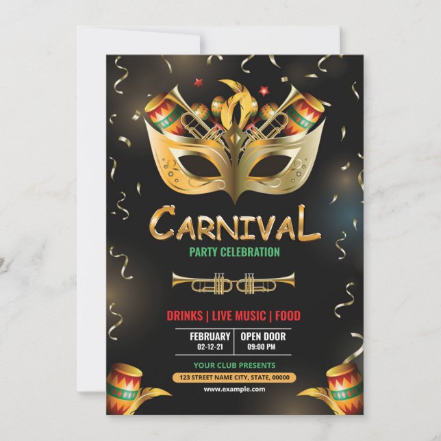 Mardi Gras Party Invitation (Front)