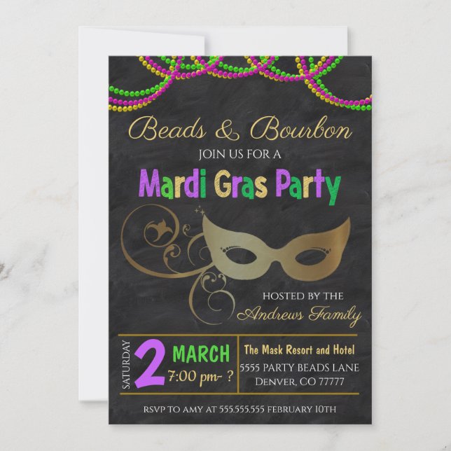 Mardi Gras Party Invitation (Front)