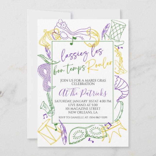 Mardi Gras Party Invitation (Front)