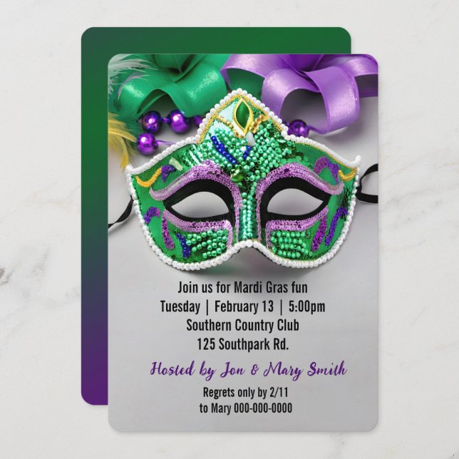 Mardi Gras Party Invitation (Front/Back)