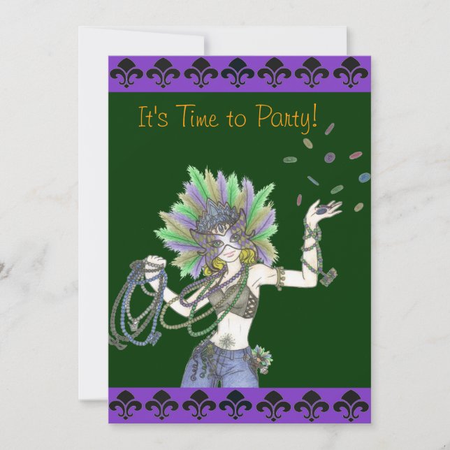 Mardi Gras Party Invitation (Front)
