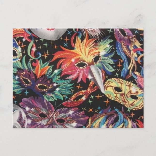 Mardi Gras Party Invitation Postcard (Front)