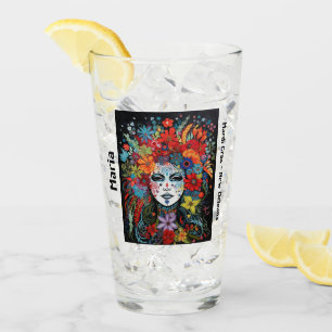 Mardi Gras Party Mask & Headdress Name Party Glass