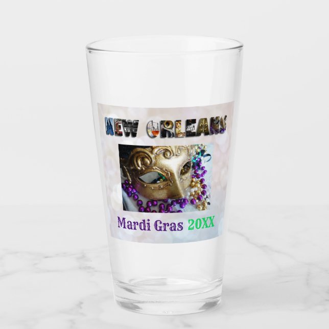 Mardi Gras Party New Orleans Nola Beer Pint Glass (Front)