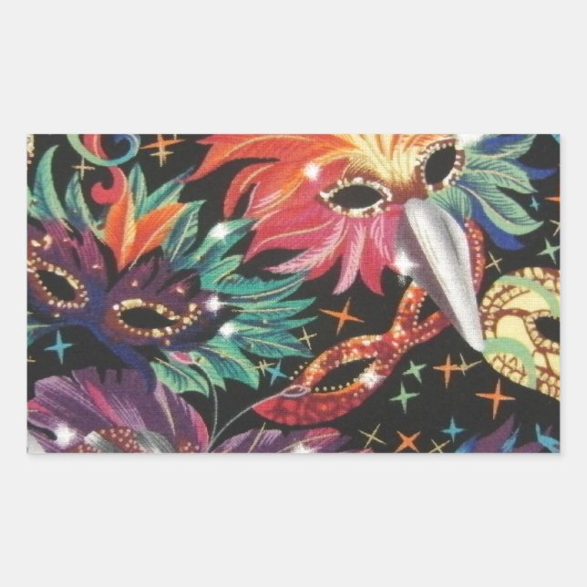Mardi Gras Party Rectangular Sticker (Front)