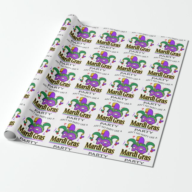 Mardi Gras Party Wrapping Paper (Unrolled)