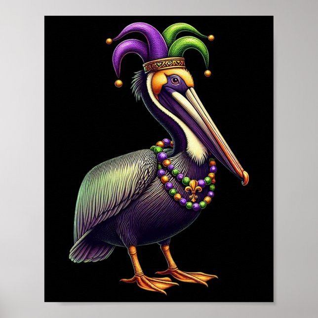 Mardi Gras Pelican Louisiana Parade Animal Lover M Poster (Front)