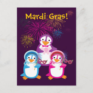 Mardi Gras Penguins Postcard
