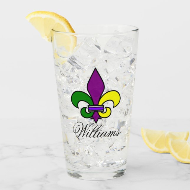 Mardi Gras Personalised Glass (Front Ice)