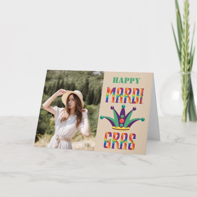 Mardi Gras Personalised Photo Card (Front)