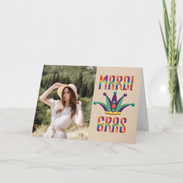 Mardi Gras Personalised Photo Card (Front)