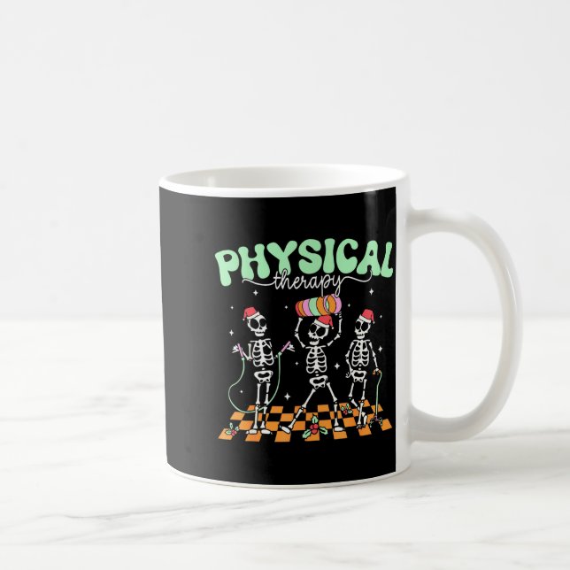 Mardi Gras Physical Therapy Skeleton Dancing Nurse Coffee Mug (Right)