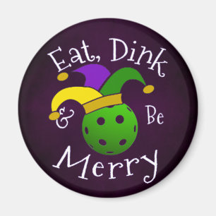 Mardi Gras Pickleball Eat Dink Be Merry Magnet