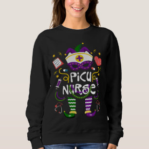 Mardi Gras PICU Nurse Women Costume Mardi Gras Nur Sweatshirt