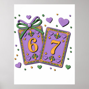 Mardi Gras Playing Cards Six Seven Deck Trucker Ha Poster