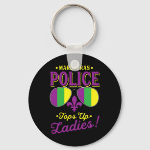 Mardi Gras Police Tops Up Ladies Breast Beads Part Key Ring