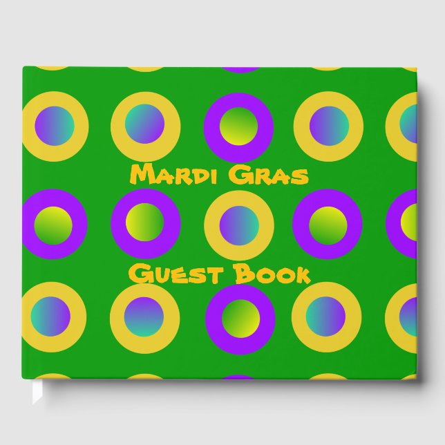 Mardi Gras Polka Dots Guest Book (Front)