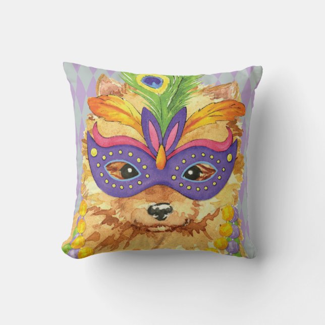 Mardi Gras Pomeranian Cushion (Front)