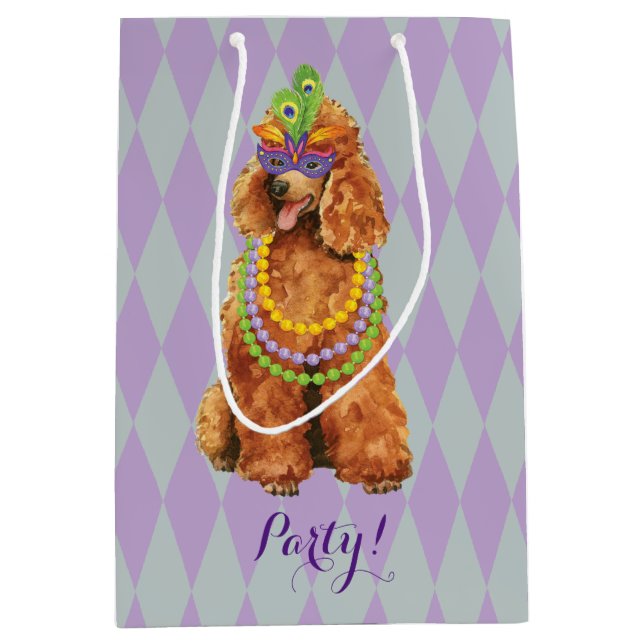 Mardi Gras Poodle Medium Gift Bag (Front)